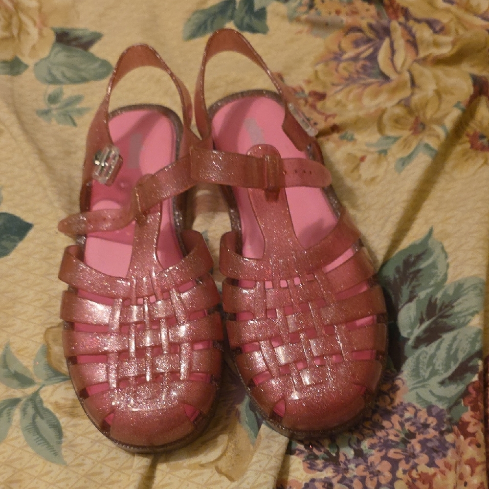 Womens' Glitter Pink Jelly Sandals